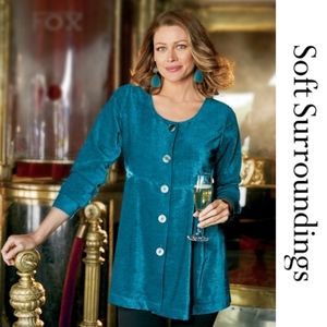 Soft Surroundings Teal Button-Down Women's Top